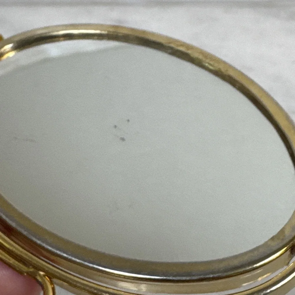 Vintage Lou Taylor Italy Swivel Gold Replacement Mirror for Purse Handbag